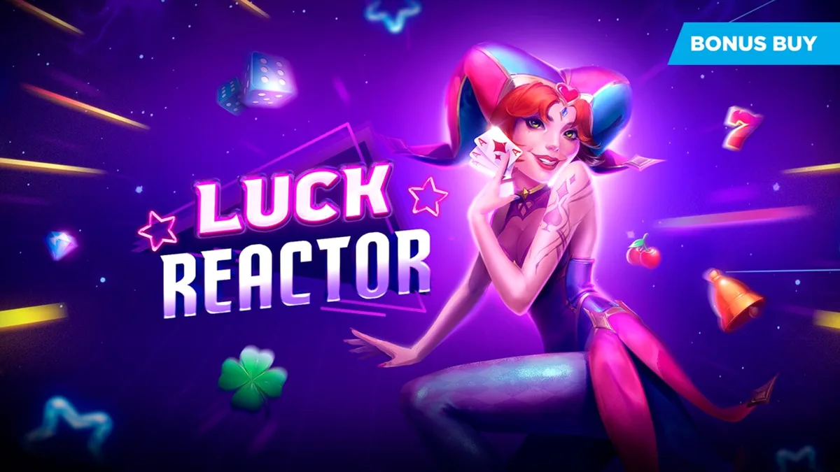 Luck Reactor স্লট গেমের ফিউচারিস্টিক ইন্টারফেস এবং নিয়ন গ্রাফিক্স